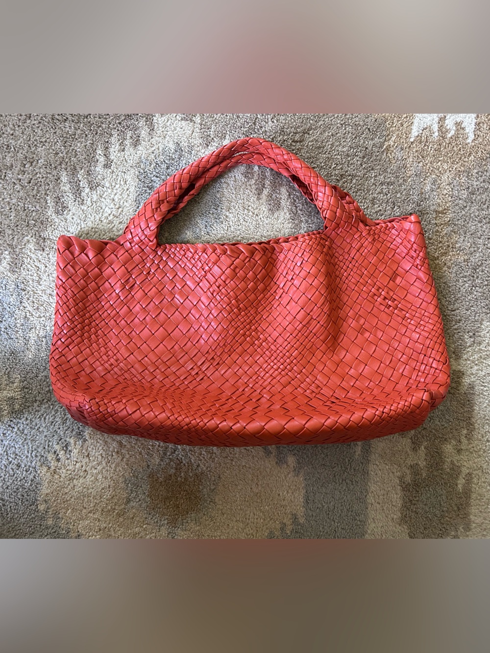 Gorgeous FALOR Italian Designer Woven Soft Leather Shoulder Bag XL Orange EUC!